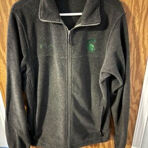 Columbia Gray Full-Zip Fleece Jacket w/Michigan State Spartans Logo- Medium